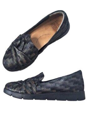 Ziera Comfort Plus Metallic Leather Twist Loafers Flats 38W US 7.5-8 Wide